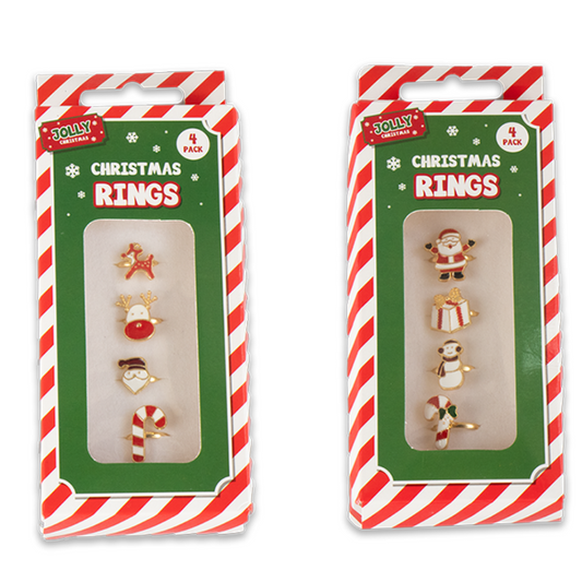 Christmas Novelty Rings (Pack of 4)