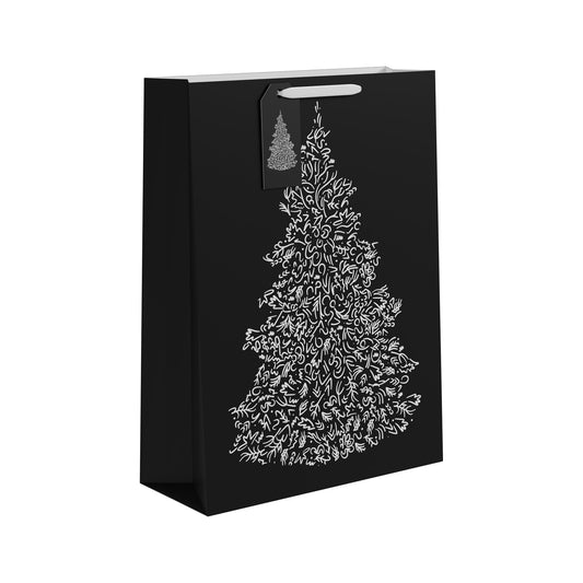 Black &amp; White Christmas Tree Gift Bag (Extra Large)