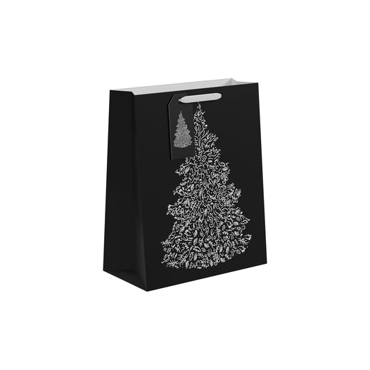 Black &amp; White Christmas Tree Gift Bag (Large)