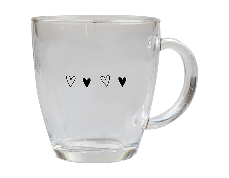 Valentines Printed Glass Coffee Cup (350ml)