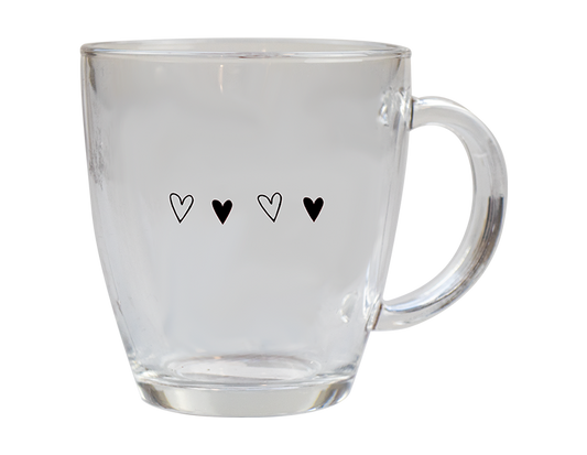 Valentines Printed Glass Coffee Cup (350ml)