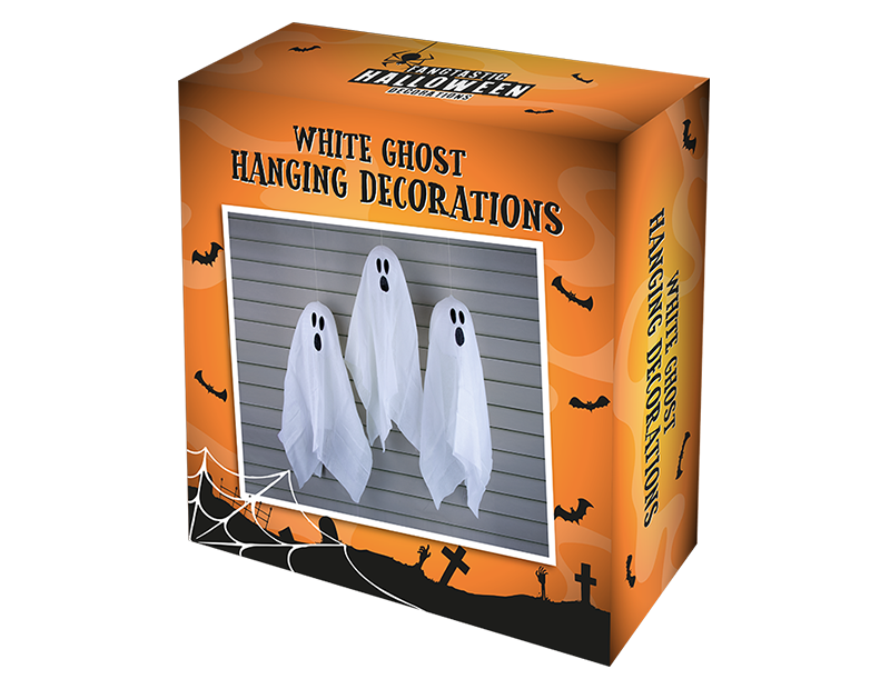 Halloween White Hanging Ghost Decorations (3 Pack)