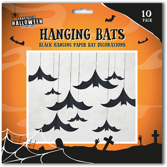 Halloween Hanging Bat Paper Decorations (10 Pack)