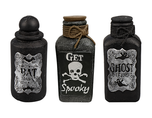 Halloween Cement Potion Bottle Decoration 15cm (Assorted)