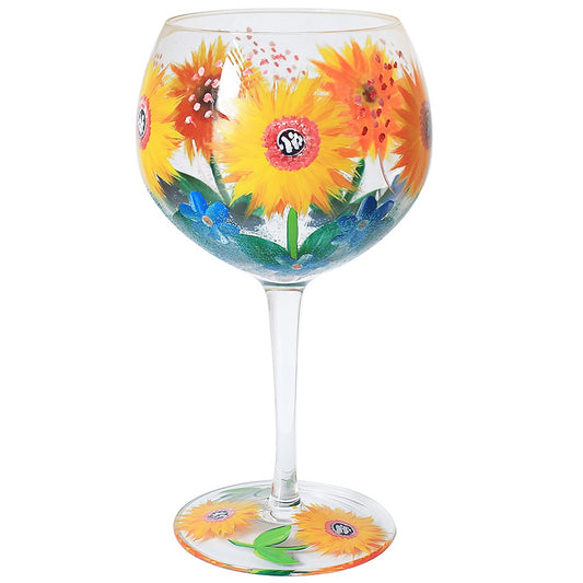 Sunflowers Hand Painted Gin Glass