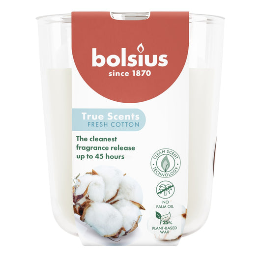 Bolsius True Scents Fragrance Large Candle Glass- Fresh Cotton