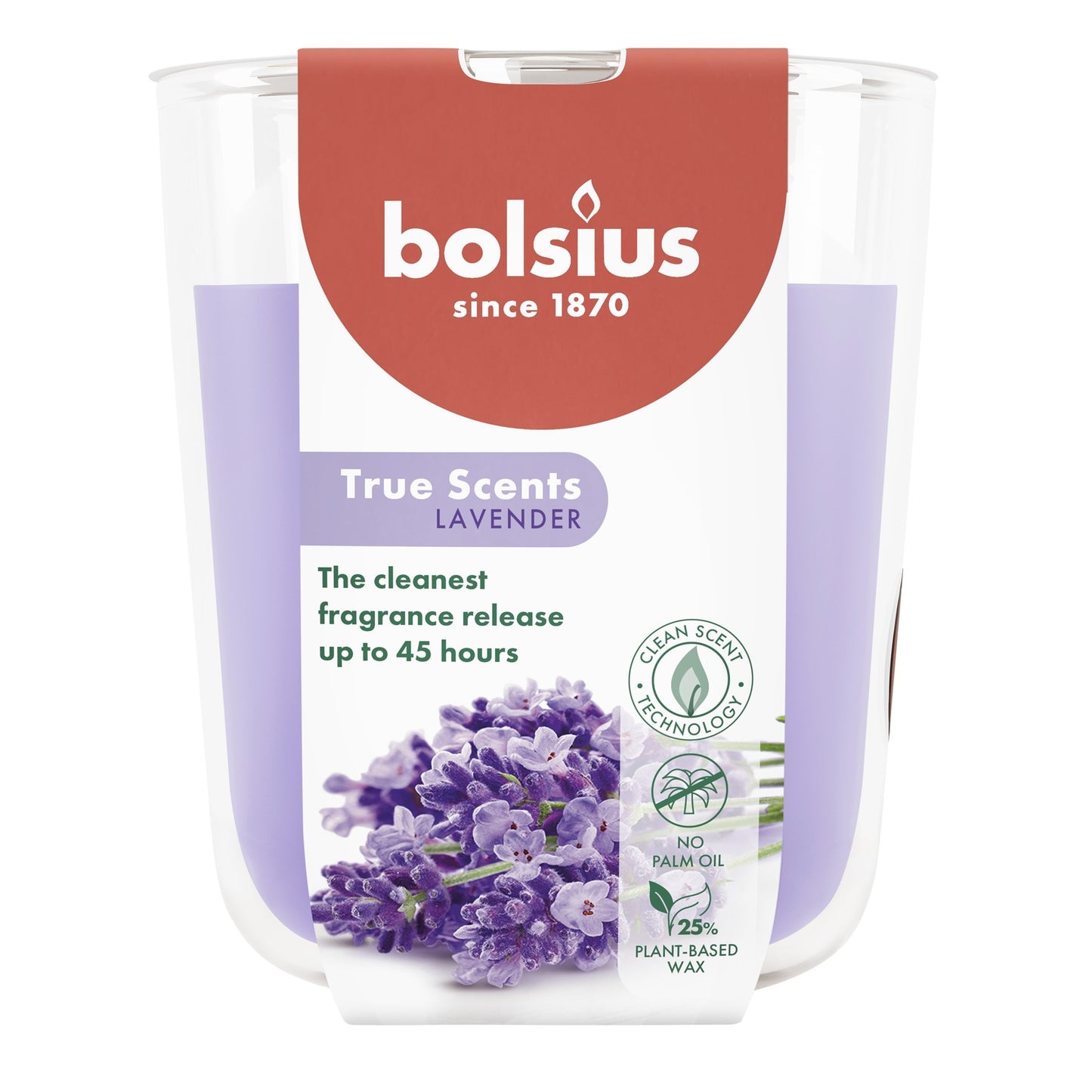 Bolsius True Scents Fragrance Large Candle Glass- Lavender