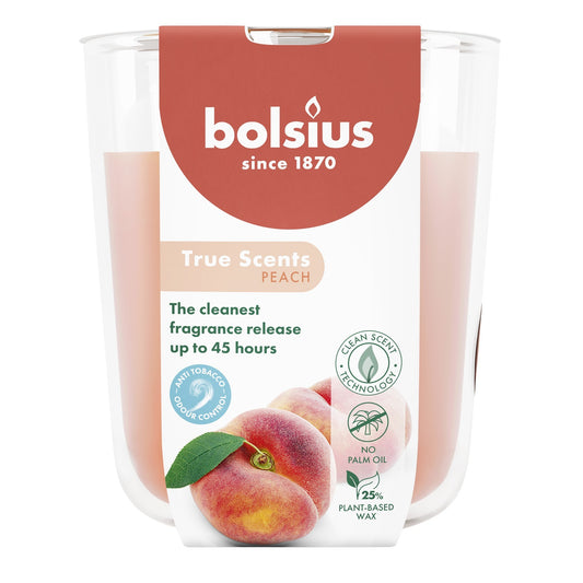 Bolsius True Scents Fragrance Large Candle Glass- Peach