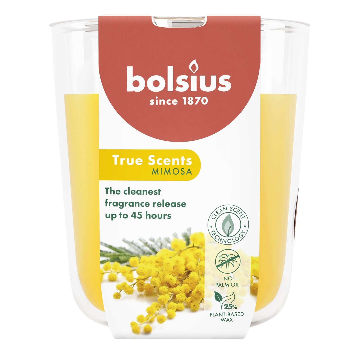 Bolsius True Scents Fragrance Large Candle Glass- Mimosa