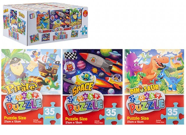 Assorted 35 Piece Puzzle (Dino  Space and Pirate)