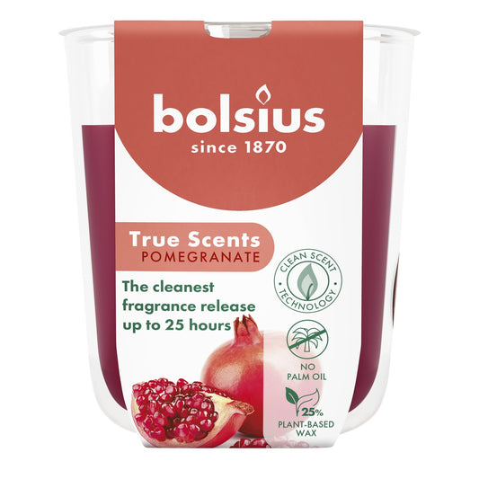 Bolsius True Scents Fragrance Small Candle Glass- Pomegranate