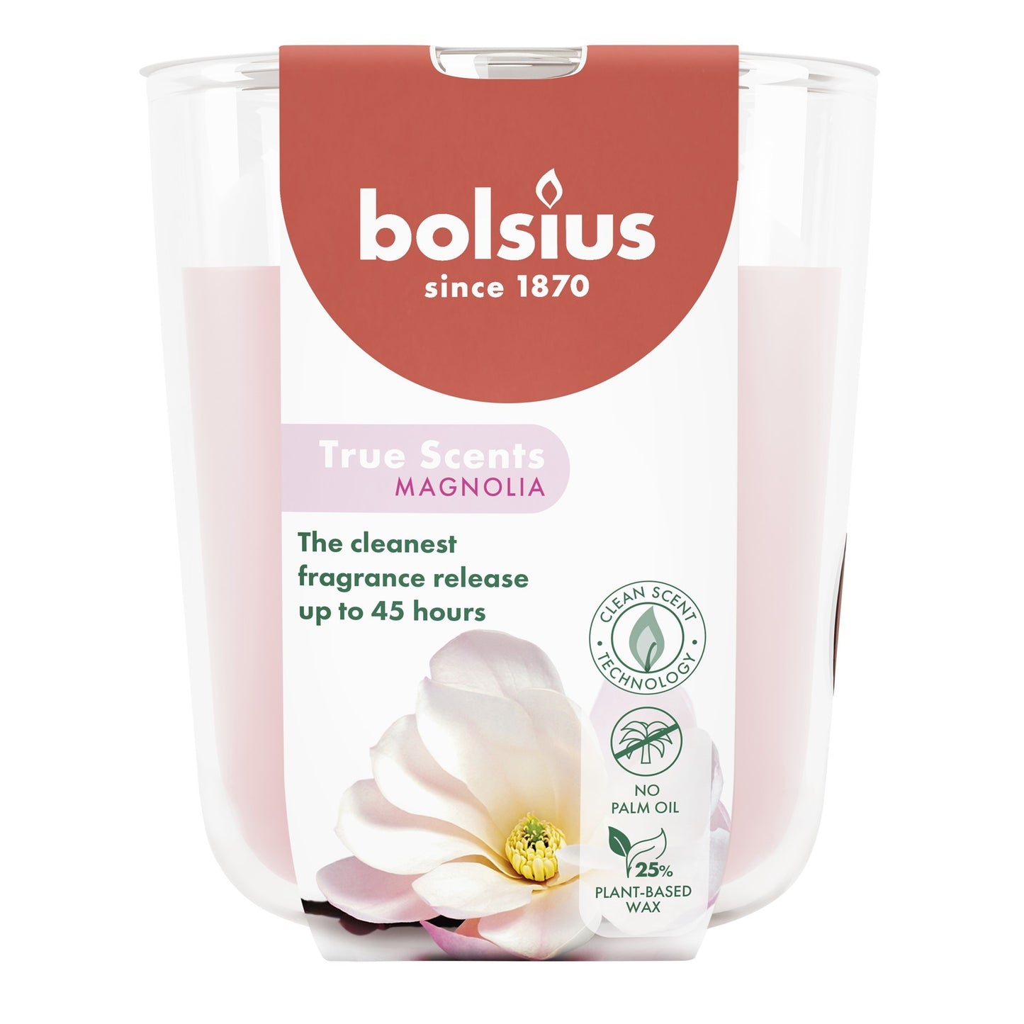 Bolsius True Scents Fragrance Large Candle Glass- Magnolia