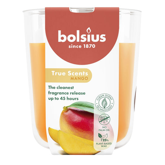 Bolsius True Scents Fragrance Large Candle Glass- Mango