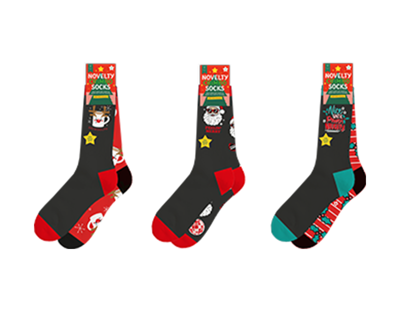 Mens Novelty Christmas Cotton Rich Socks 2pk