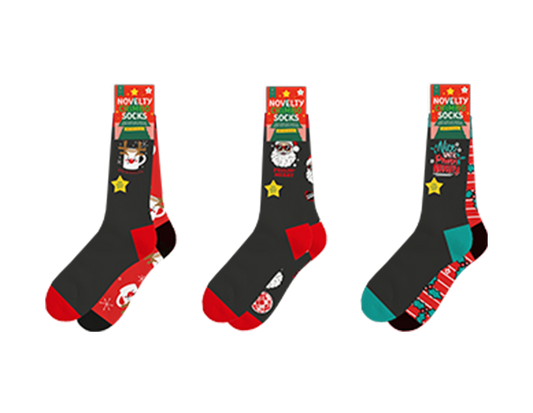 Mens Novelty Christmas Cotton Rich Socks 2pk