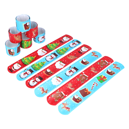 Christmas Snap Bracelets with Print (6 Assorted Designs)