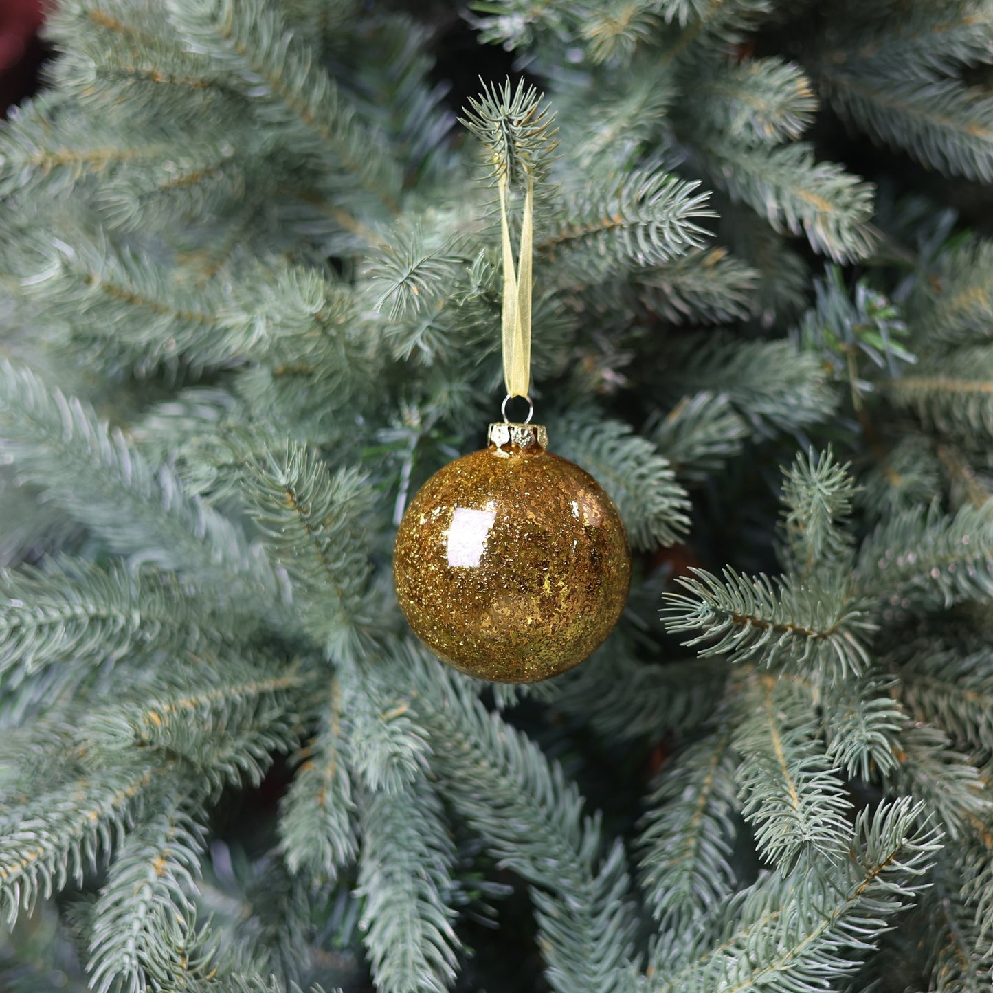 Antique Gold Glass Soleo Bauble (8cm)