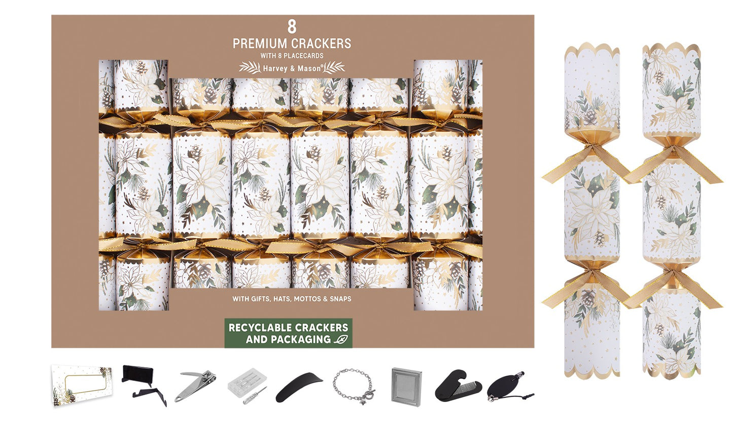 Pack of 8 Premium Winter Floral Crackers (12.5 Inch)