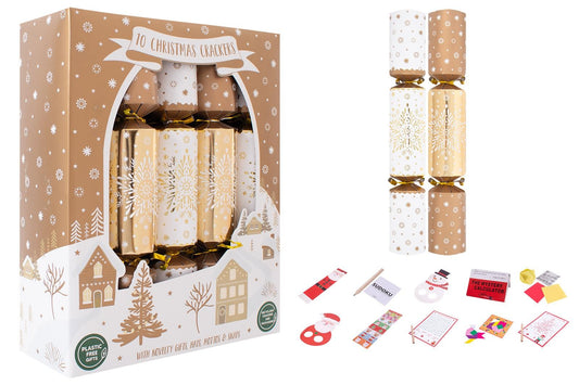 10 Family Gold Snowflake inch Crackers