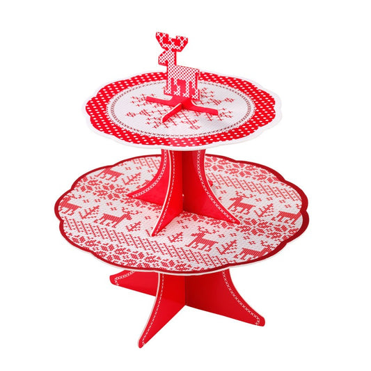 Cross Stitch Christmas Party Cake Stand