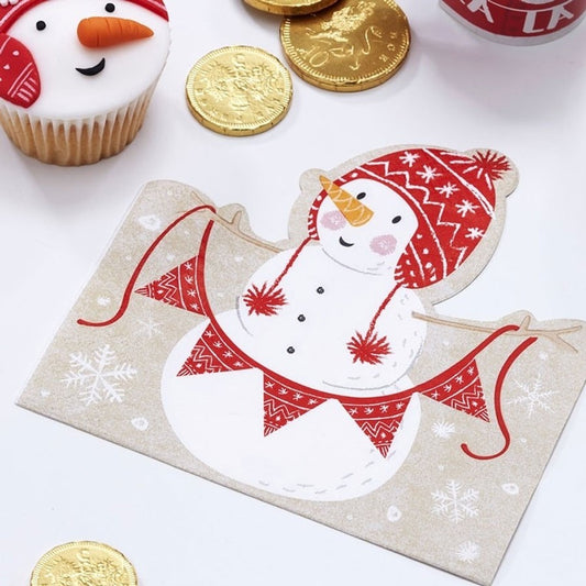 Shaped Christmas Snowman Napkins