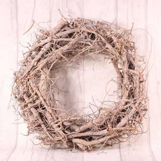 42cm White Washed  Twig Wreath