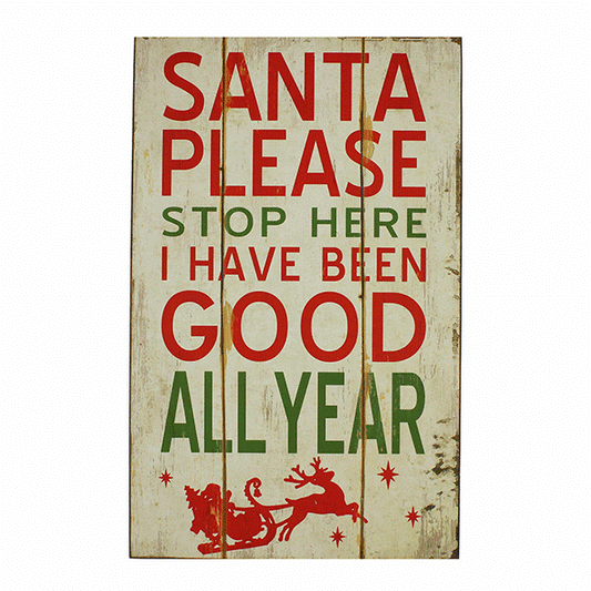 Juliana Christmas Santa Stop Here Wall Plaque