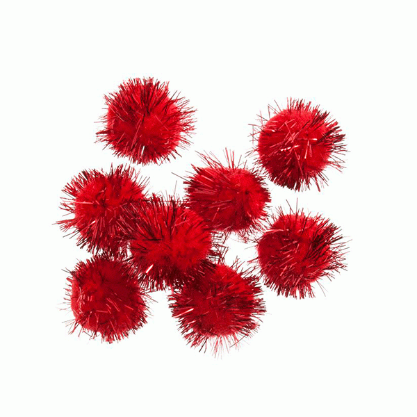 Christmas Glitter Red Pom Poms