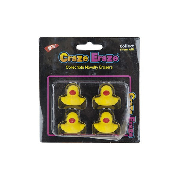 4 Piece Yellow Duck Erasers