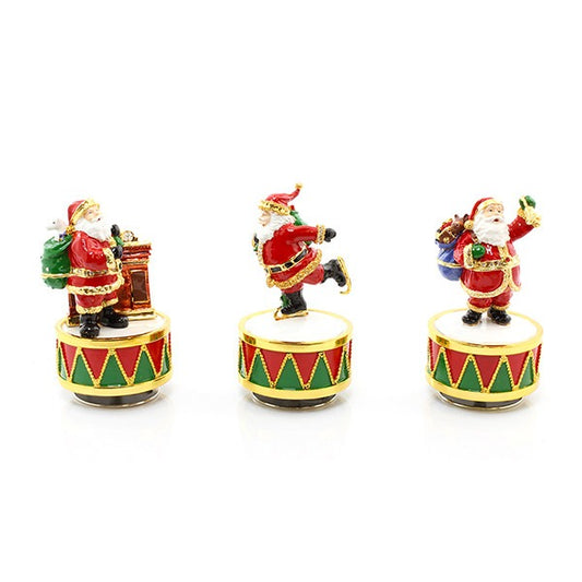 Christmas Santa Enamelled Musical Figurine Collectibles (3 Assorted Designs)