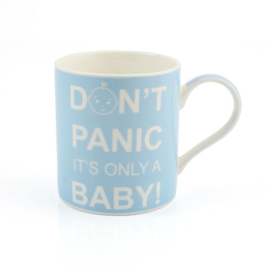 Dont Panic Mug its only a Baby - Blue with Gift Box