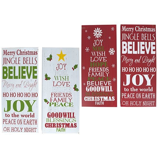 28 X 63.5cm Christmas Plaques - 2 Assorted